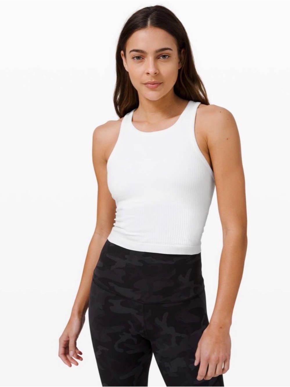 Lululemon Ebb To Street Racerback Crop Tank in White Size 4 ORG RETAIL $58